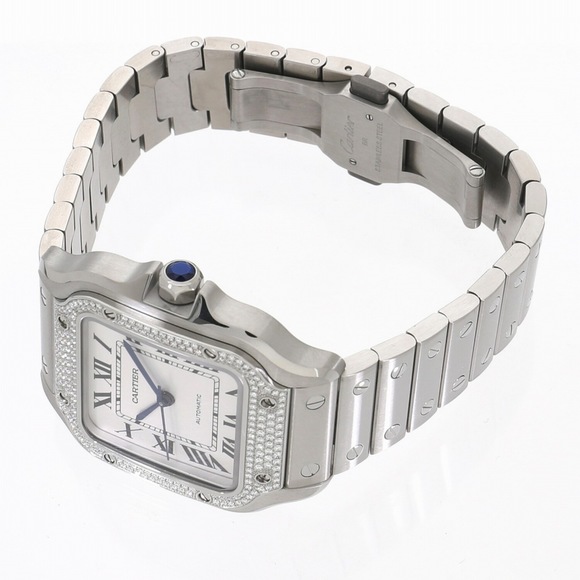 Cartier Santos de Watch MM Bezel Diamond W4SA0005 Silver Unisex - Picture 4 of 7